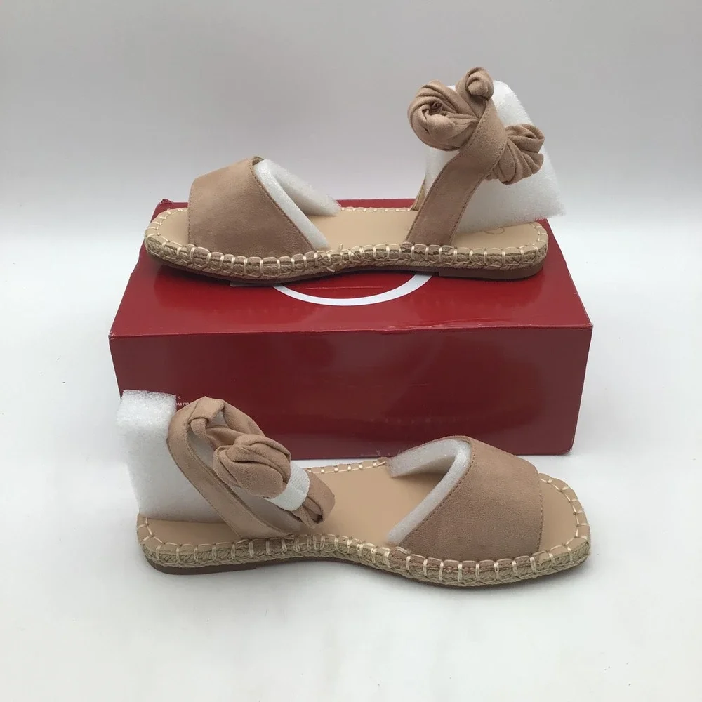Journee Collection Emelie‎ Tan Ankle Tie Espadrille Sandals Womens Size 8 M NEW